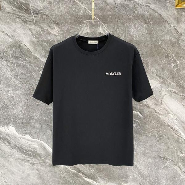 MONCLER モンクレール メンズ 半袖Tシャツ コットン ロゴ刺繍 シンプル 無地 クルーネック 定番 快適