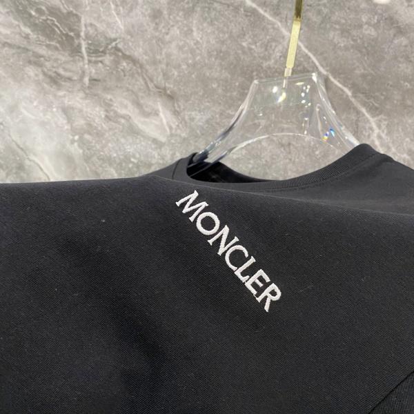 MONCLER モンクレール メンズ 半袖Tシャツ コットン ロゴ刺繍 シンプル 無地 クルーネック 定番 快適