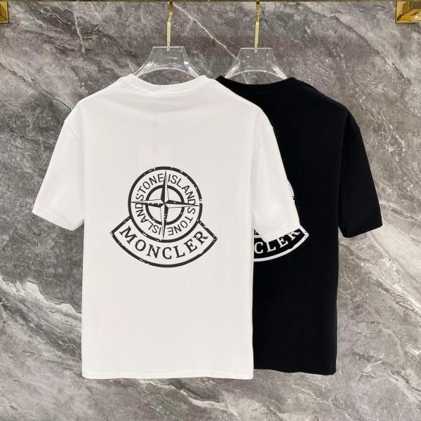 MONCLER モンクレール メンズ 半袖Tシャツ コットン ロゴ刺繍 シンプル 無地 クルーネック 定番 快適