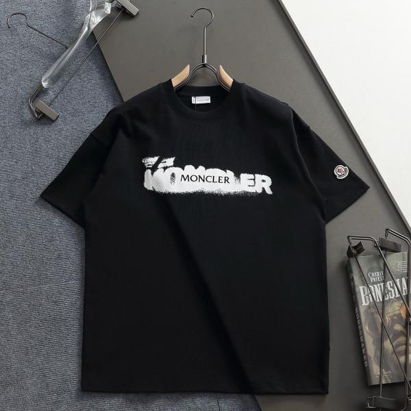 MONCLER モンクレール 半袖Tシャツ メンズ ロゴプリント スプレーデザイン クルーネック コットン カジュアル ストリート 夏