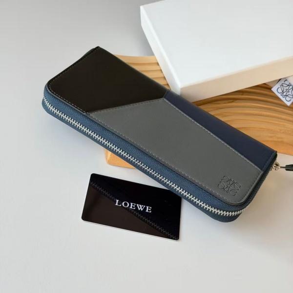 LOEWE ロエベ 2026新作 レディース ラウンドジップ 長財布 パズルデザイン カラーブロック レザーウォレット 上品