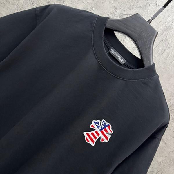 CHROME HEARTS クロムハーツ 2026新作 メンズ 半袖Tシャツ クロスパッチ ワンポイント 刺繍ロゴ オーバーサイズ