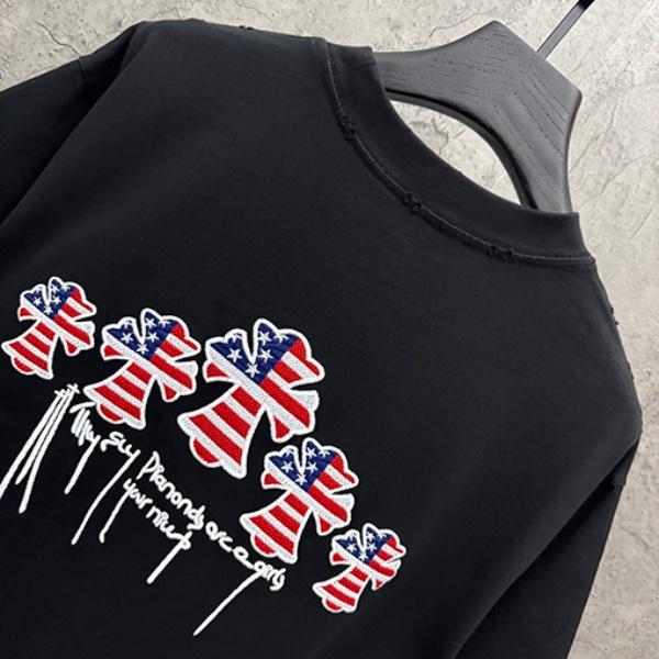 CHROME HEARTS クロムハーツ 2026新作 メンズ 半袖Tシャツ クロスパッチ ワンポイント 刺繍ロゴ オーバーサイズ