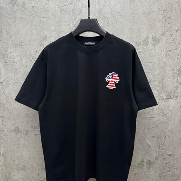 CHROME HEARTS クロムハーツ 2026新作 メンズ 半袖Tシャツ クロスパッチ ワンポイント 刺繍ロゴ オーバーサイズ