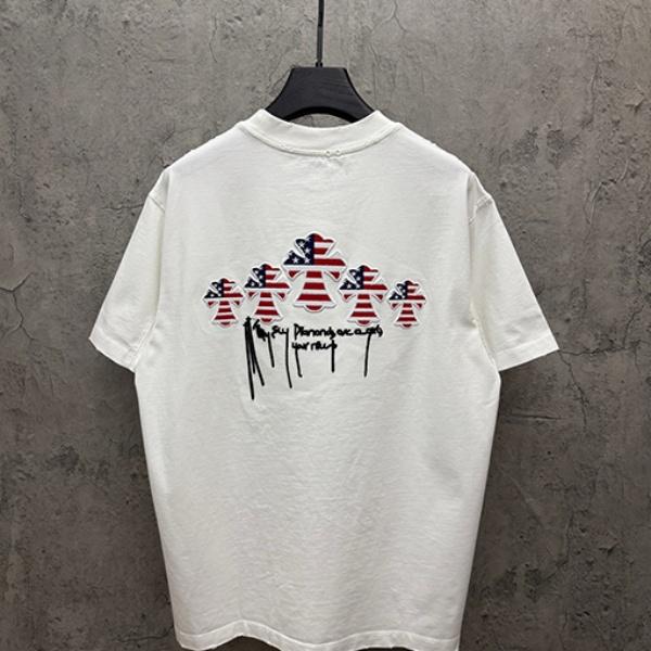 CHROME HEARTS クロムハーツ 2026新作 メンズ 半袖Tシャツ クロスパッチ ワンポイント 刺繍ロゴ オーバーサイズ