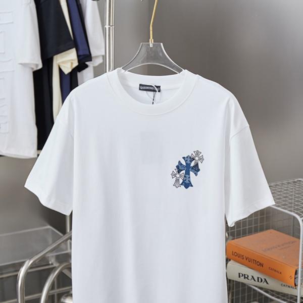 CHROME HEARTS クロムハーツ 2026新作 メンズ 半袖Tシャツ クロスフラワー プリント ワンポイント オーバーサイズ