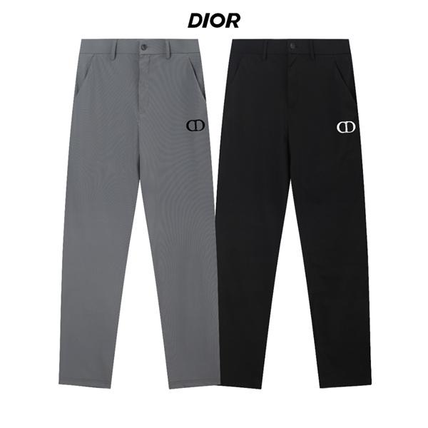 グレー ロングパンツ DIOR サイドCDプリント ディオール コピー ストレートライン ベルトループ付き ブラックカラー
