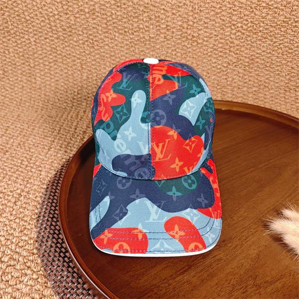 ルチカラー キャップ Louis Vuitton LVモノグラム ルイヴィトン コピー カモ柄風プリント カーブブリム ベースボールキャップ
