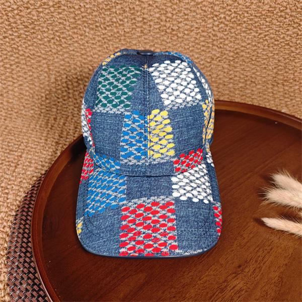 ブルーデニム キャップ Louis Vuitton カラーブロック柄 ルイヴィトン コピー ドットプリント ベースボールキャップ カーブブリム