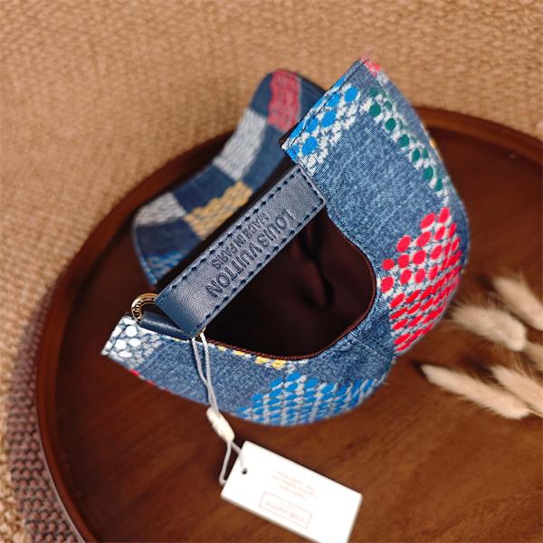 ブルーデニム キャップ Louis Vuitton カラーブロック柄 ルイヴィトン コピー ドットプリント ベースボールキャップ カーブブリム