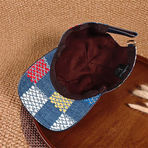 ブルーデニム キャップ Louis Vuitton カラーブロック柄 ルイヴィトン コピー ドットプリント ベースボールキャップ カーブブリム