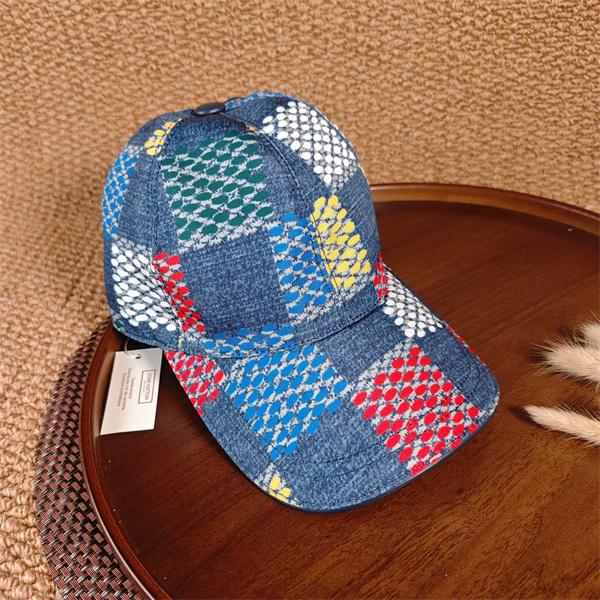 ブルーデニム キャップ Louis Vuitton カラーブロック柄 ルイヴィトン コピー ドットプリント ベースボールキャップ カーブブリム