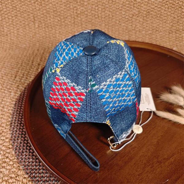 ブルーデニム キャップ Louis Vuitton カラーブロック柄 ルイヴィトン コピー ドットプリント ベースボールキャップ カーブブリム