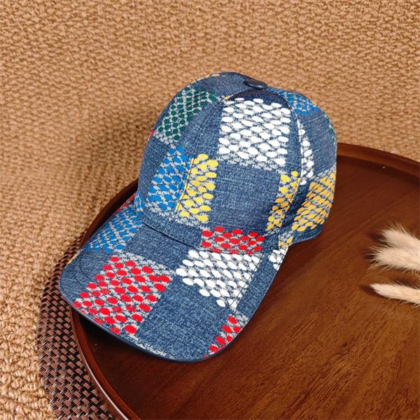 ブルーデニム キャップ Louis Vuitton カラーブロック柄 ルイヴィトン コピー ドットプリント ベースボールキャップ カーブブリム