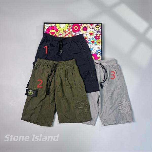  カーキ ナイロンショーツ Stone Island ロゴパッチ ストーンアイランド コピー ワイドシルエット ドローコード 半ズボン