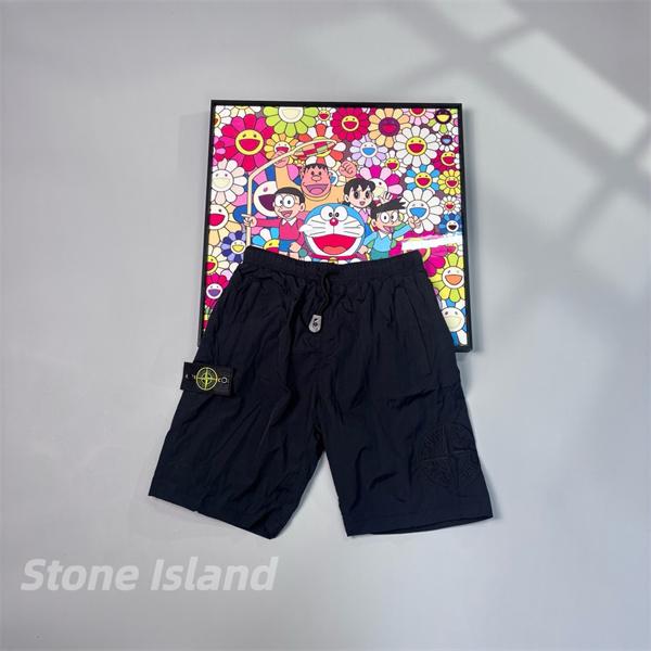  カーキ ナイロンショーツ Stone Island ロゴパッチ ストーンアイランド コピー ワイドシルエット ドローコード 半ズボン
