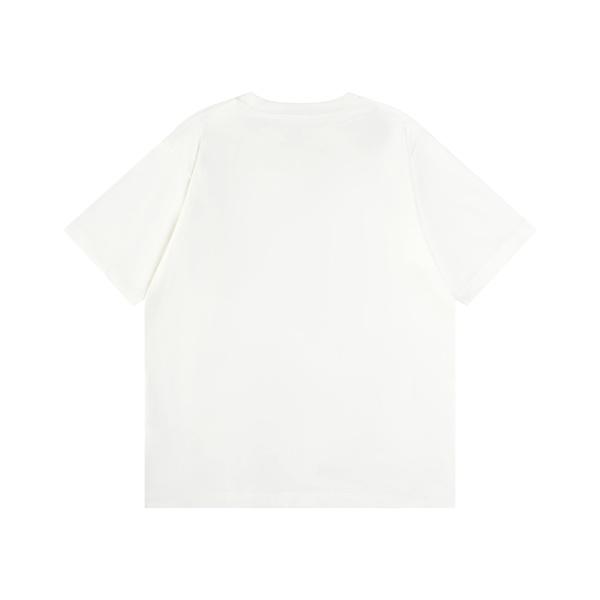 ブラック ホワイト 半袖Tシャツ DIOR フロントロゴ ディオール コピー ブラックライン刺繍風 クルーネック 無地バック