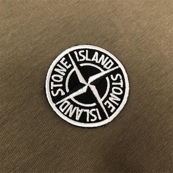 オレンジ 半袖Tシャツ Stone Island 袖ロゴパッチ ストーンアイランド コピー クルーネック 無地ボディ カラー展開 ソリッドカラー