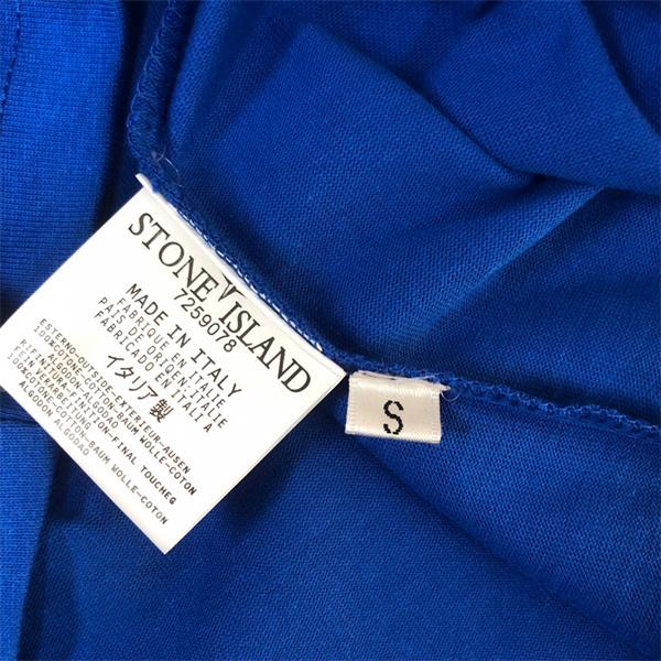 ロイヤルブルー 半袖Tシャツ Stone Island 胸元ロゴパッチ ストーンアイランド コピー クルーネック 無地ボディ カラー展開