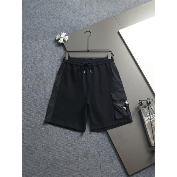 イボリー ショートパンツ PRADA サイドトライアングルロゴ プラダ コピー ドローコード付き リラックスシルエット