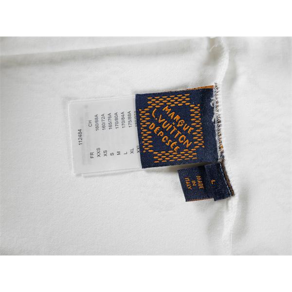 ホワイト 半袖Tシャツ Louis Vuitton エンボスモノグラム ルイヴィトン コピー 同色ロゴ総柄 クルーネック 立体素材感