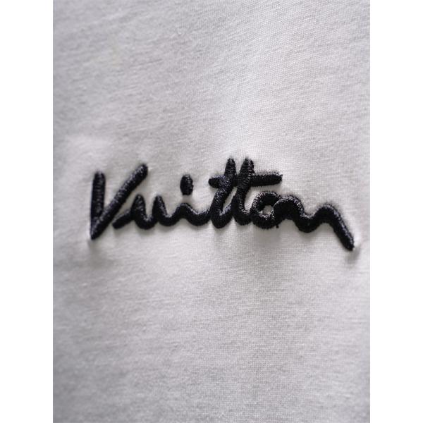 ホワイト 半袖Tシャツ Louis Vuitton バックロゴプリント ルイヴィトン コピー カリグラフィ文字 クルーネック シンプルフロント