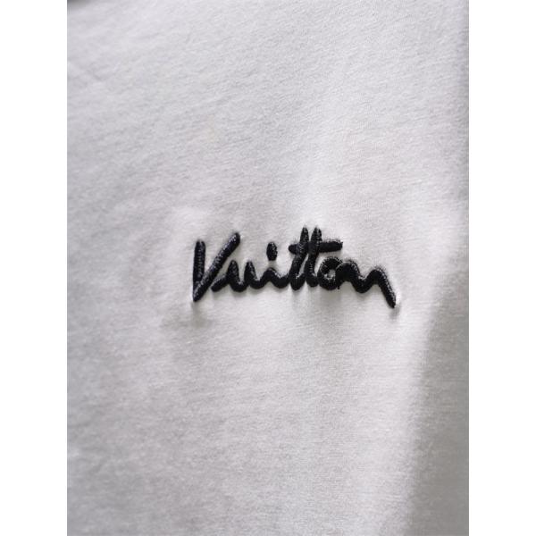  ホワイト 半袖Tシャツ Louis Vuitton バックロゴプリント ルイヴィトン コピー カリグラフィ文字 クルーネック シンプルフロント