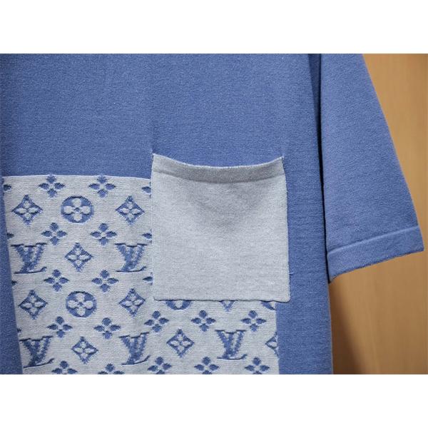 半袖ニットTシャツ Louis Vuitton パッチワークモノグラム ルイヴィトン コピー 胸ポケット付き クルーネック