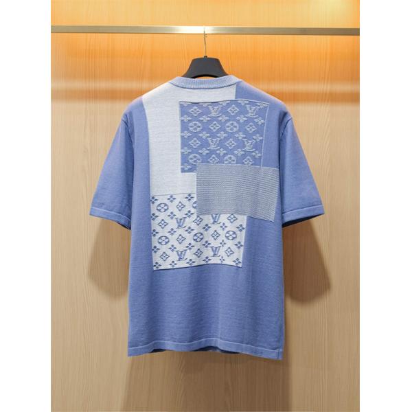 半袖ニットTシャツ Louis Vuitton パッチワークモノグラム ルイヴィトン コピー 胸ポケット付き クルーネック
