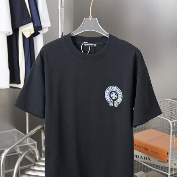 CHROME HEARTS クロムハーツ 2026新作 メンズ 半袖Tシャツ クロスサークル ロゴプリント オーバーサイズ クルーネック 高街風