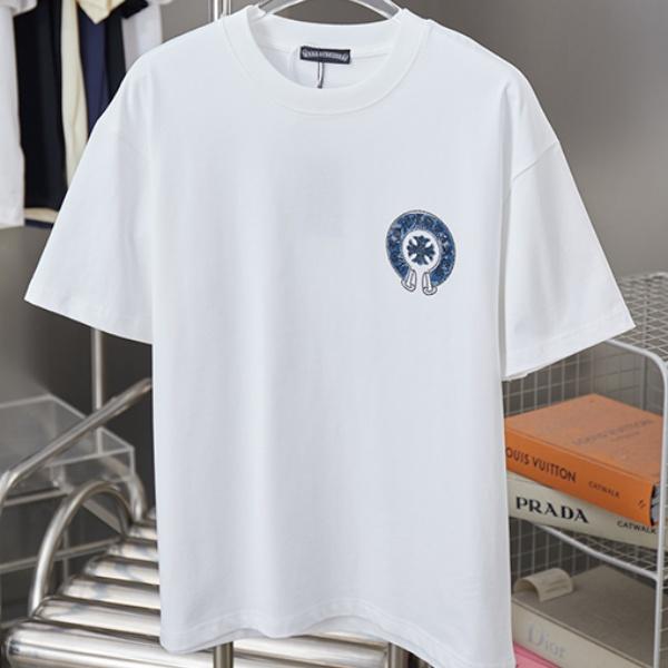 CHROME HEARTS クロムハーツ 2026新作 メンズ 半袖Tシャツ クロスサークル ロゴプリント オーバーサイズ クルーネック 高街風