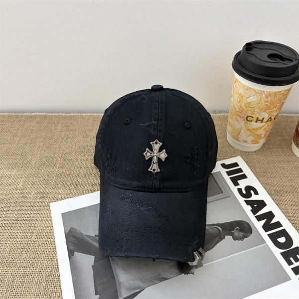 イエロー ダメージキャップ Chrome Hearts クロムハーツ コピー クロス刺繍 ベースボールキャップ カーブブリム ヴィンテージ加工