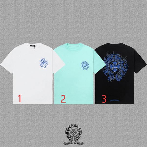 ウォッシュグレー 半袖Tシャツ Chrome Hearts 胸元ロゴプリント クロムハーツ コピー ヴィンテージ加工 クルーネック