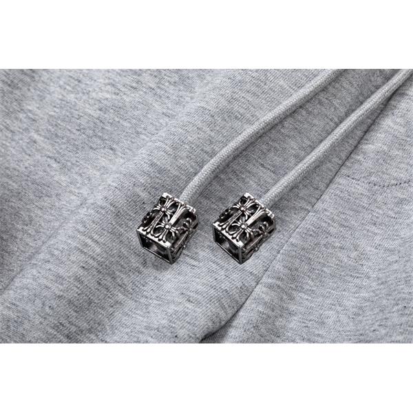 グレー スウェットパンツ Chrome Hearts クロムハーツ コピー クロスロゴ 膝ウォッシュ加工 ドローコード付き イージーパンツ