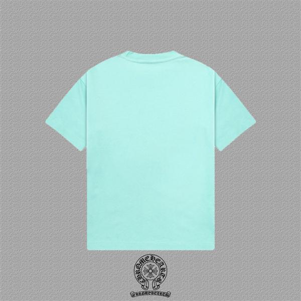  ミントグリーン ホワイト 半袖Tシャツ Chrome Hearts クロスプリント クロムハーツ コピー フロントビッグロゴ クルーネック カジュアルトップス
