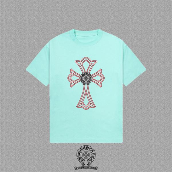 ミントグリーン ホワイト 半袖Tシャツ Chrome Hearts クロスプリント