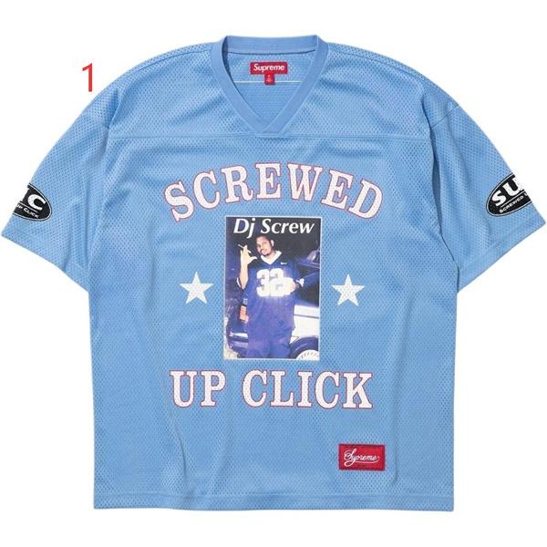 イトブルー メッシュジャージー Supreme SCREWED UP CLICK シュプリーム コピー フォトプリント 半袖 オーバーサイズ風