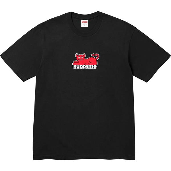 ブラック 半袖Tシャツ Supreme デビルロゴ シュプリーム コピー クルーネック ストリートトップス