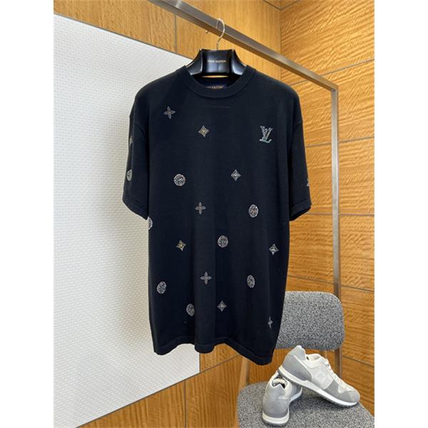 ライトブルー メッシュジャージー ルイヴィトンコピー フォトプリント 半袖 ビッグシルエット  Louis Vuitton 