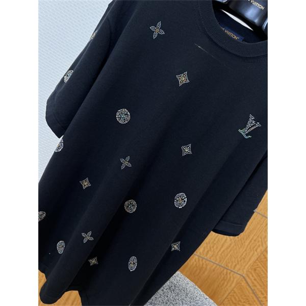 ライトブルー メッシュジャージー ルイヴィトンコピー フォトプリント 半袖 ビッグシルエット  Louis Vuitton 