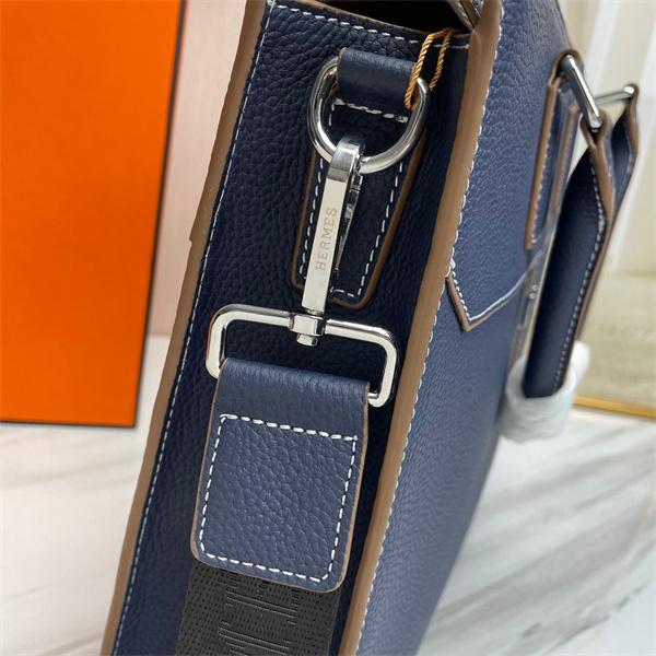 ネイビー ビジネストートバッグ HERMES エルメス コピー レザー調 ハンドバッグ ショルダーストラップ付き フラップデザイン