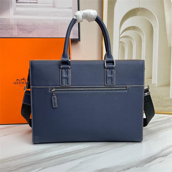 ネイビー ビジネストートバッグ HERMES エルメス コピー レザー調 ハンドバッグ ショルダーストラップ付き フラップデザイン