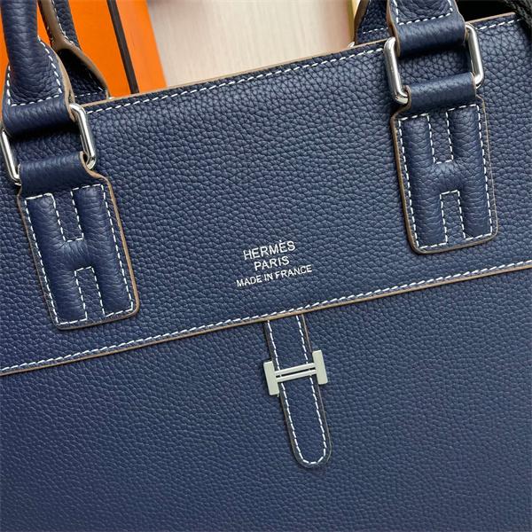ネイビー ビジネストートバッグ HERMES エルメス コピー レザー調 ハンドバッグ ショルダーストラップ付き フラップデザイン