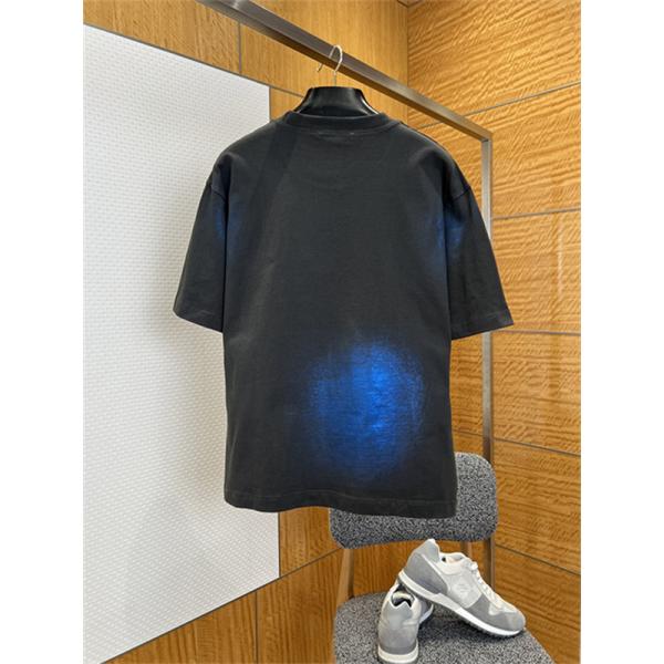 チャコールブラック 半袖Tシャツ Acne Studios 胸元ミニロゴ アクネストゥディオズ コピー クルーネック ゆったりシルエット