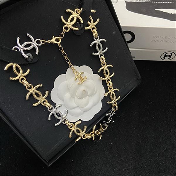 ゴールド シルバー ネックレス CHANEL ココマーク連結 シャネル コピー バイカラーチェーン カメリアチャーム付き アクセサリー