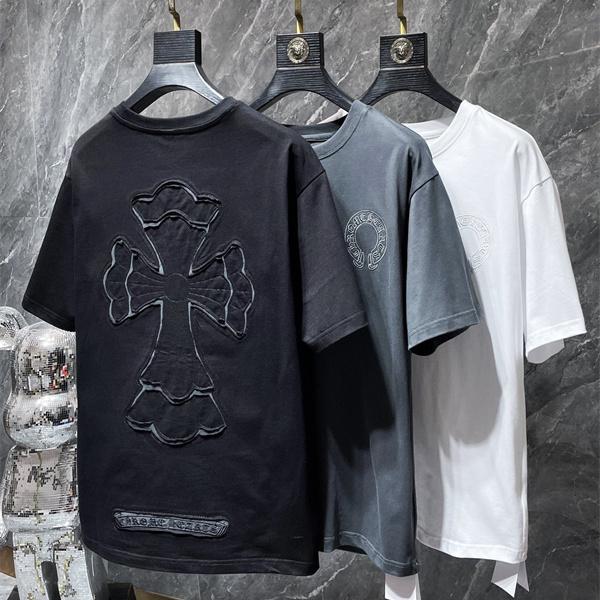 CHROME HEARTS クロムハーツ コピー ビッグクロスエンボス オーバーフィット 半袖Tシャツ