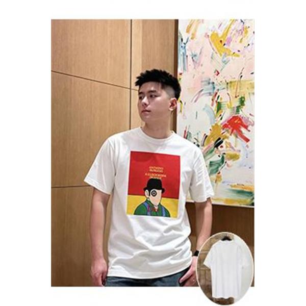 ホワイト 半袖Tシャツ Dior アートグラフィックプリント ディオール コピー カラーブロック クルーネック メンズカジュアル