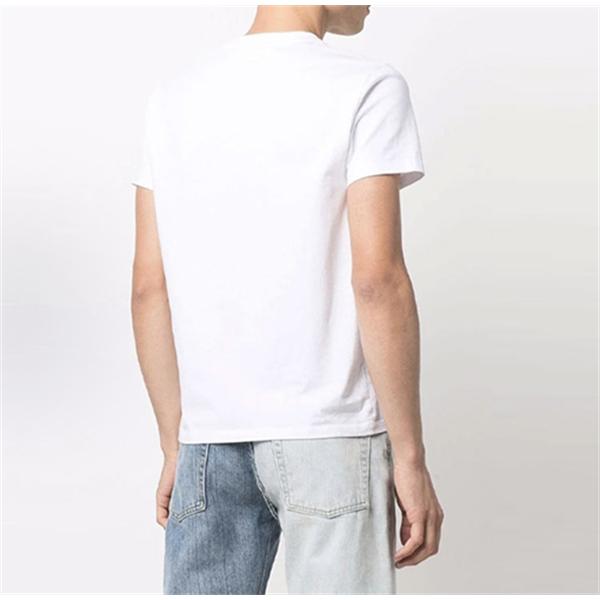 ブラック 半袖Tシャツ AMI Paris アミ パリス コピー 胸元レッドハートロゴ クルーネック 無地調 メンズカジュアルトップス