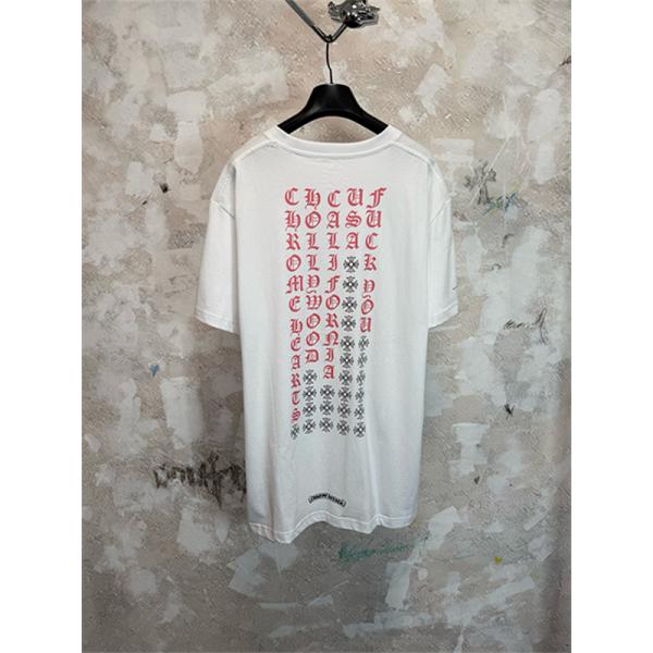  ブラック 半袖Tシャツ Chrome Hearts クロムハーツ コピー 胸ポケットロゴ バック英字プリント ゴシック文字 クルーネック