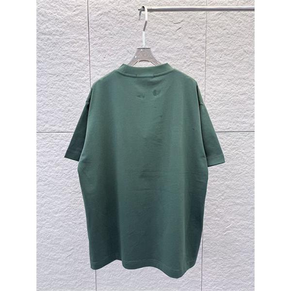  ディープグリーン 半袖Tシャツ FENDI フェンディ コピー ビッグロゴプリント FFミニパターン クルーネック ゆったりトップス